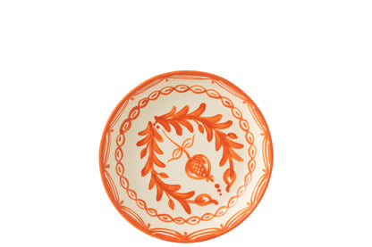 Grote Lage Kom Granada Motief Oranje/Wit Keramiek J-Line