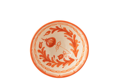 Grote Hoge Kom Granada Motief Oranje/Wit Keramiek J-Line