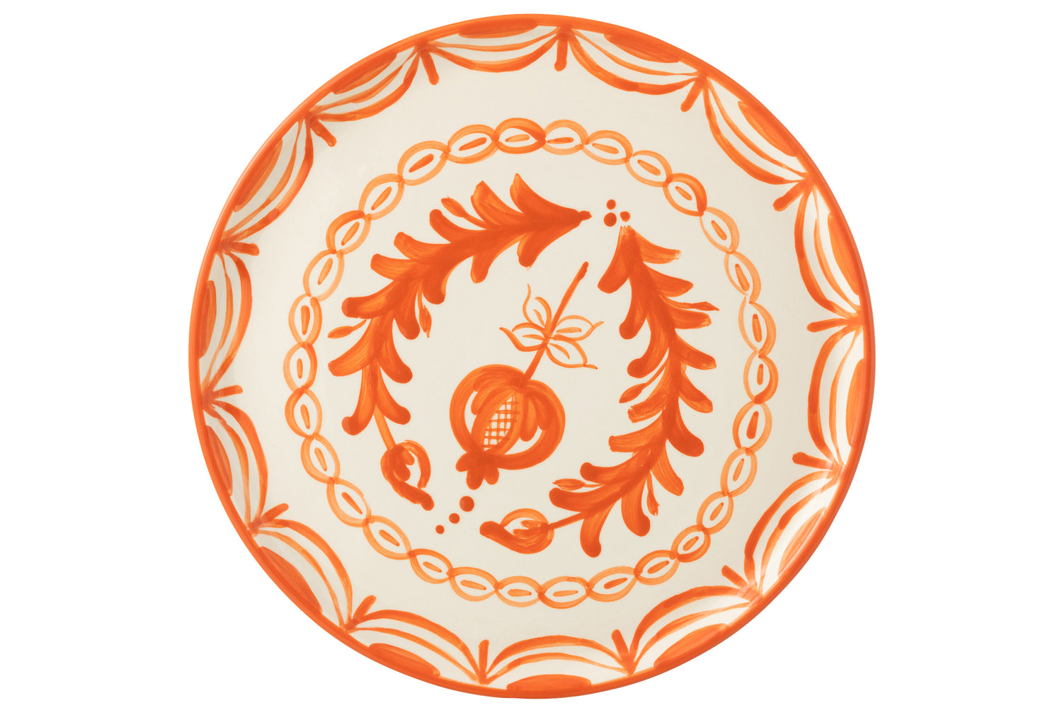 Dinerbord Granada Motief Oranje/Wit Keramiek J-Line