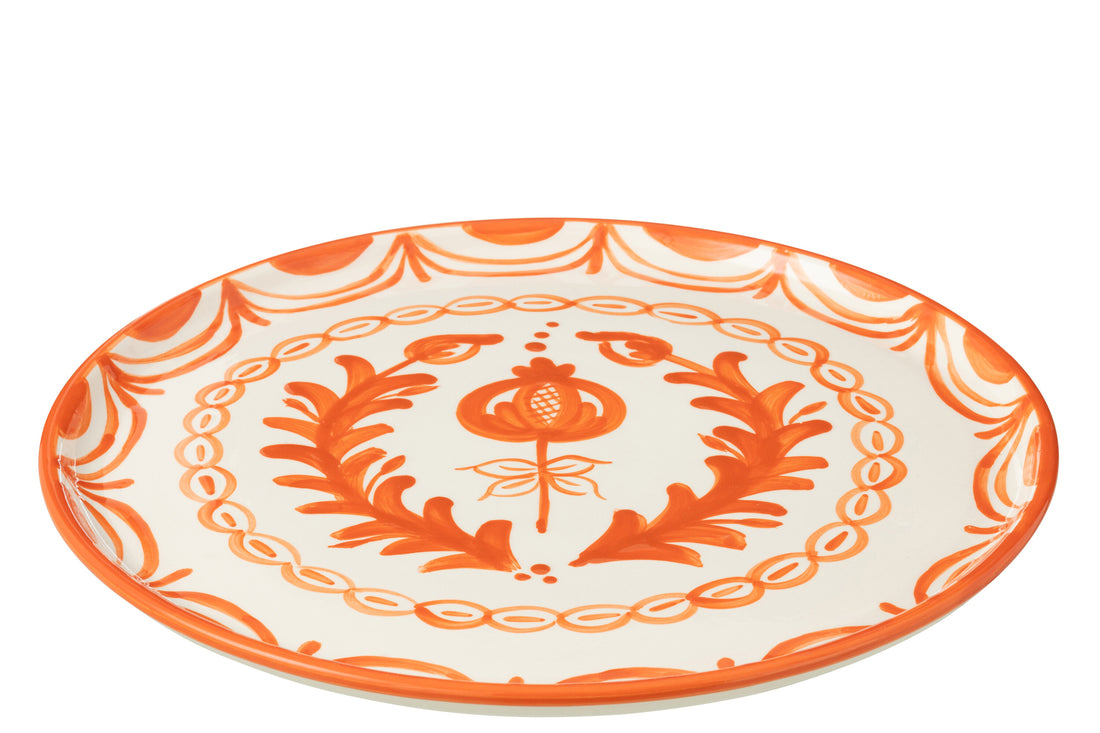 Dinerbord Granada Motief Oranje/Wit Keramiek J-Line