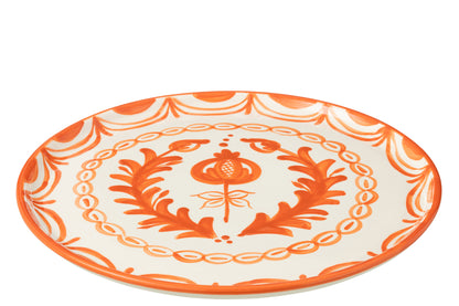 Dinerbord Granada Motief Oranje/Wit Keramiek J-Line