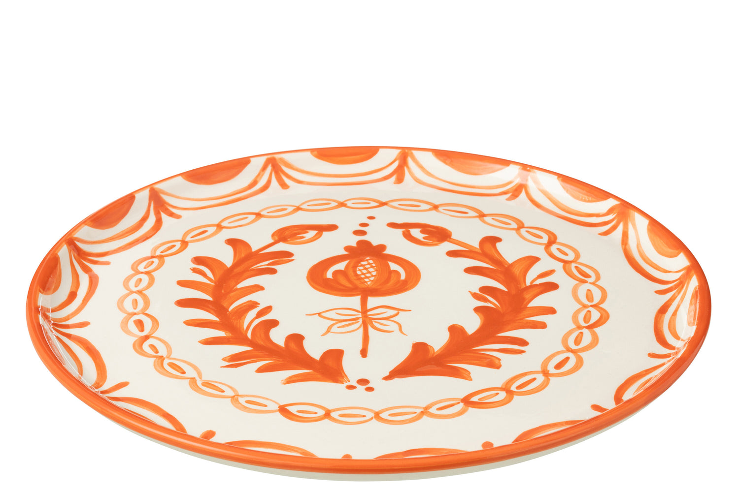 Dinerbord Granada Motief Oranje/Wit Keramiek J-Line