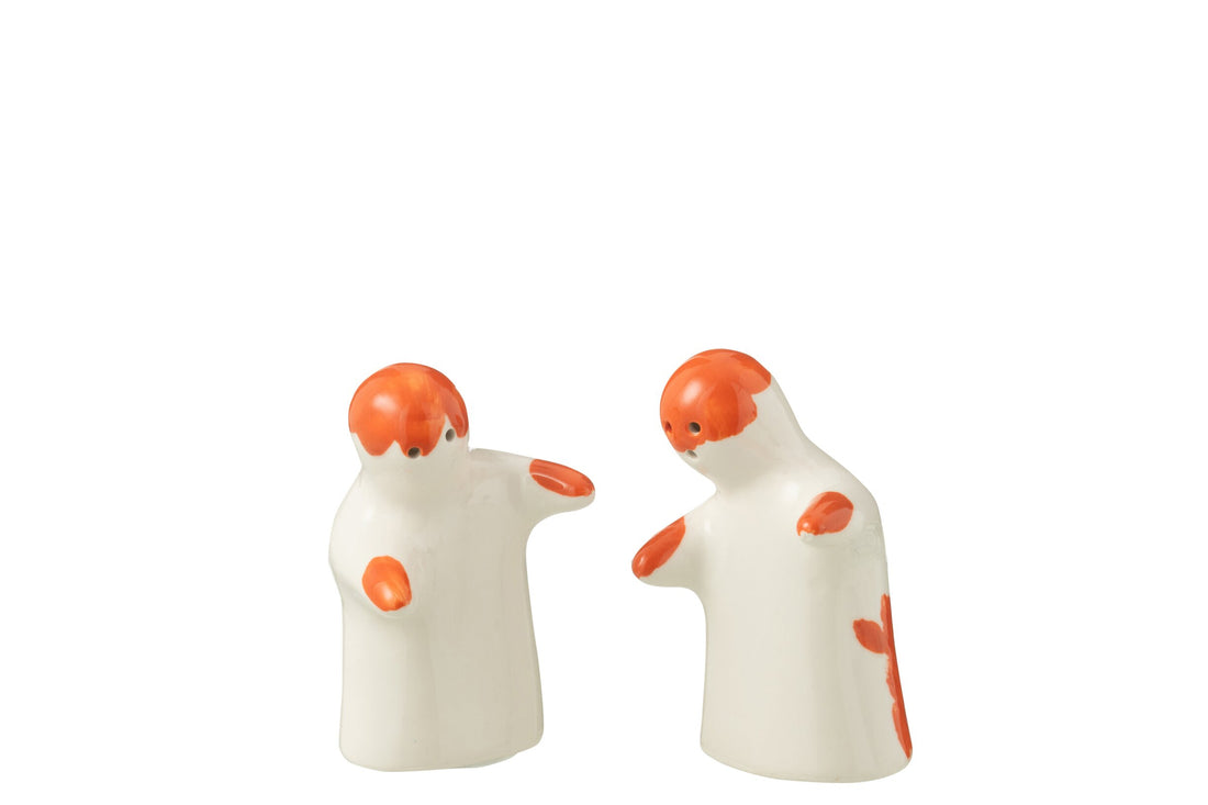 Peper &amp; Zout Stelletje Granada Motief Oranje/Wit Keramiek J-Line