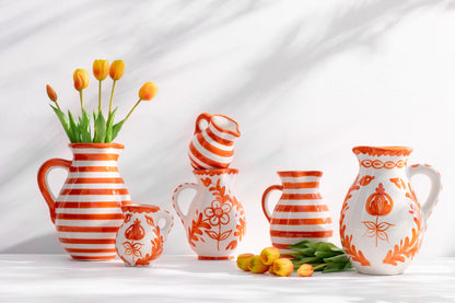Kleine Kan Granada Motief Oranje/Wit Keramiek J-Line
