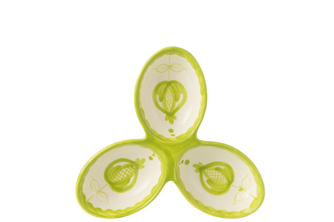 Apero Bakjes Granada Motief Groen/Wit Keramiek J-Line