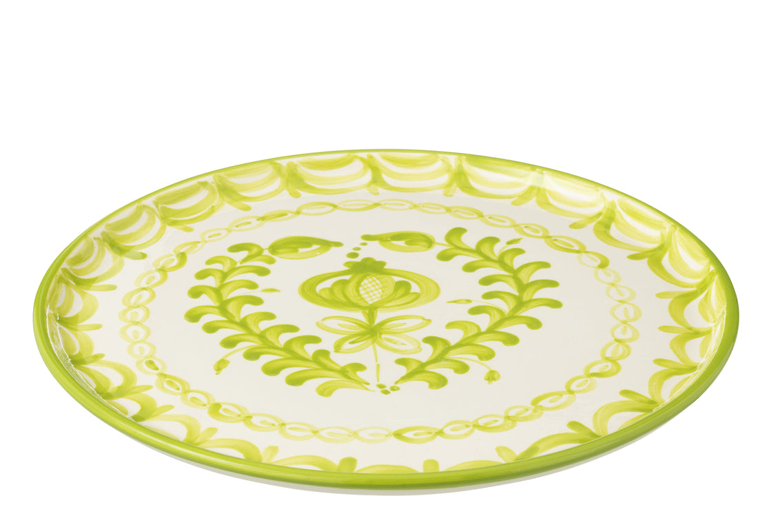 Dinerbord Granada Motief Groen/Wit Keramiek J-Line