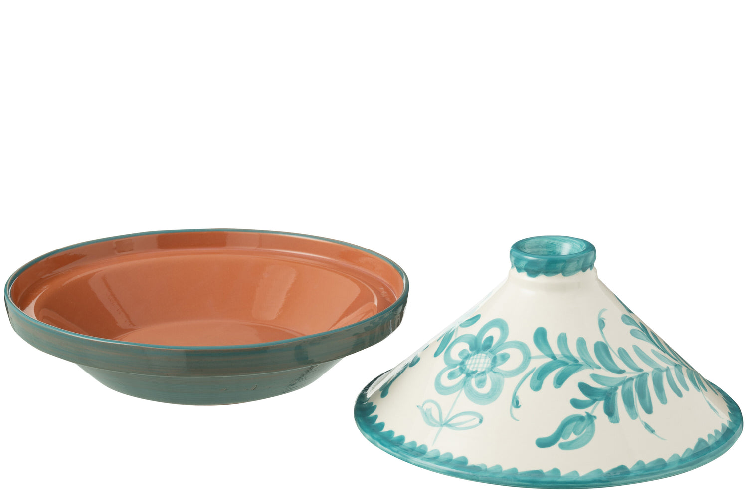 Tagine Granada Motief Aqua/Wit Keramiek J-Line