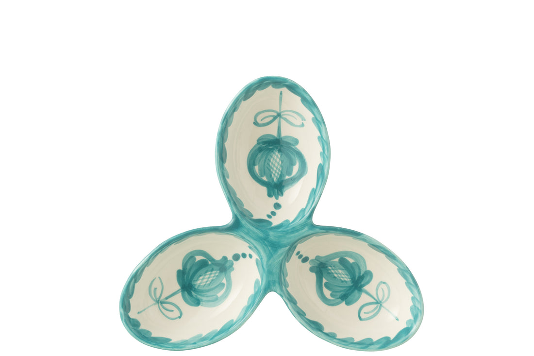 Apero Bakjes Granada Motief Aqua/Wit Keramiek J-Line