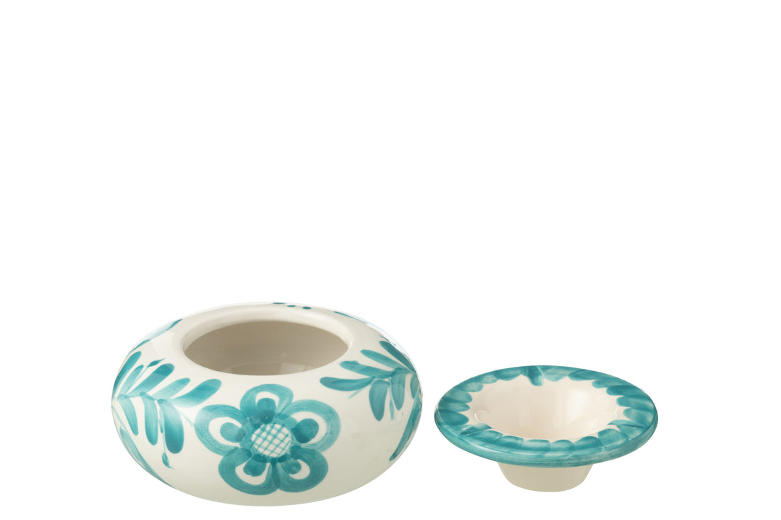 Grote Asbak Granada Motief Aqua/Wit Keramiek J-Line