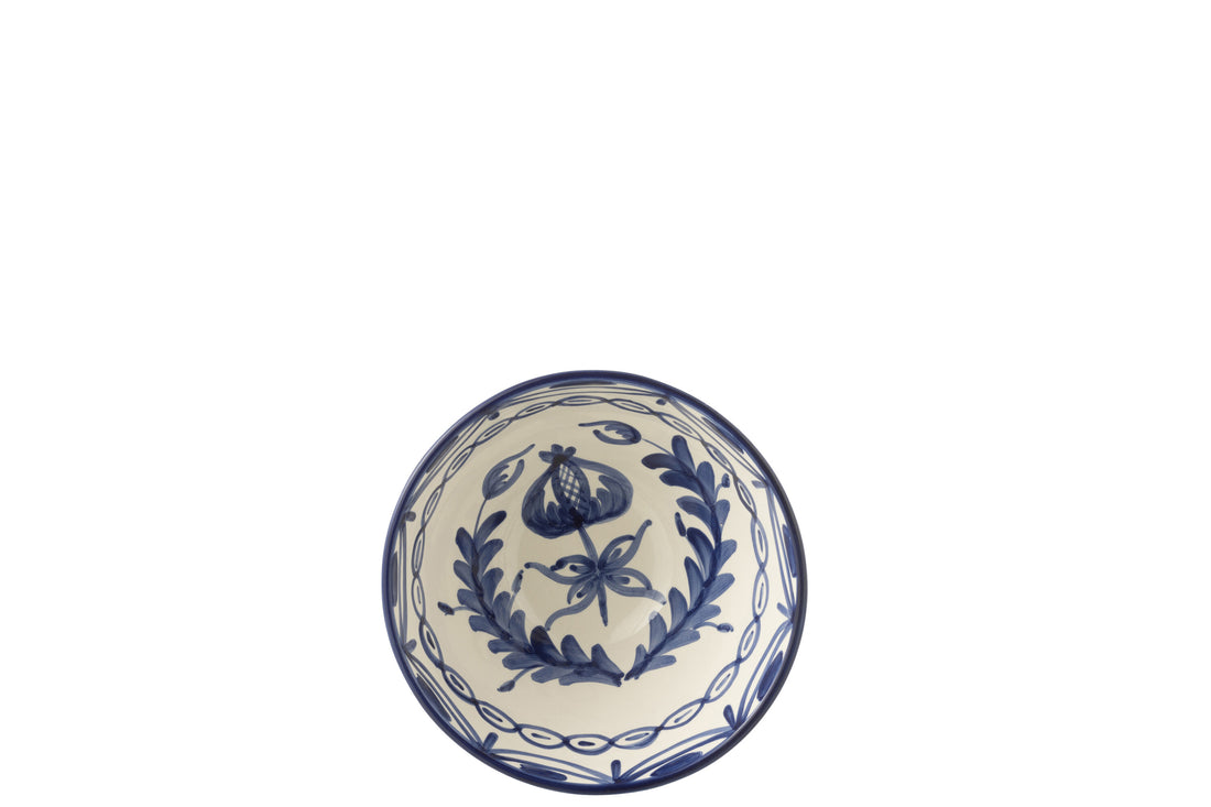 Medium Hoge Kom Granada Motief Cobalt Blauw/Wit Keramiek J-Line