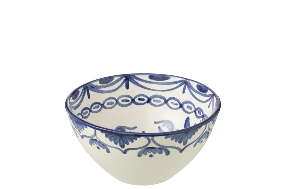 Medium Hoge Kom Granada Motief Cobalt Blauw/Wit Keramiek J-Line