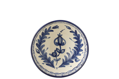 Grote Hoge Kom Granada Motief Cobalt Blauw/Wit Keramiek J-Line