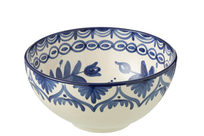 Grote Hoge Kom Granada Motief Cobalt Blauw/Wit Keramiek J-Line