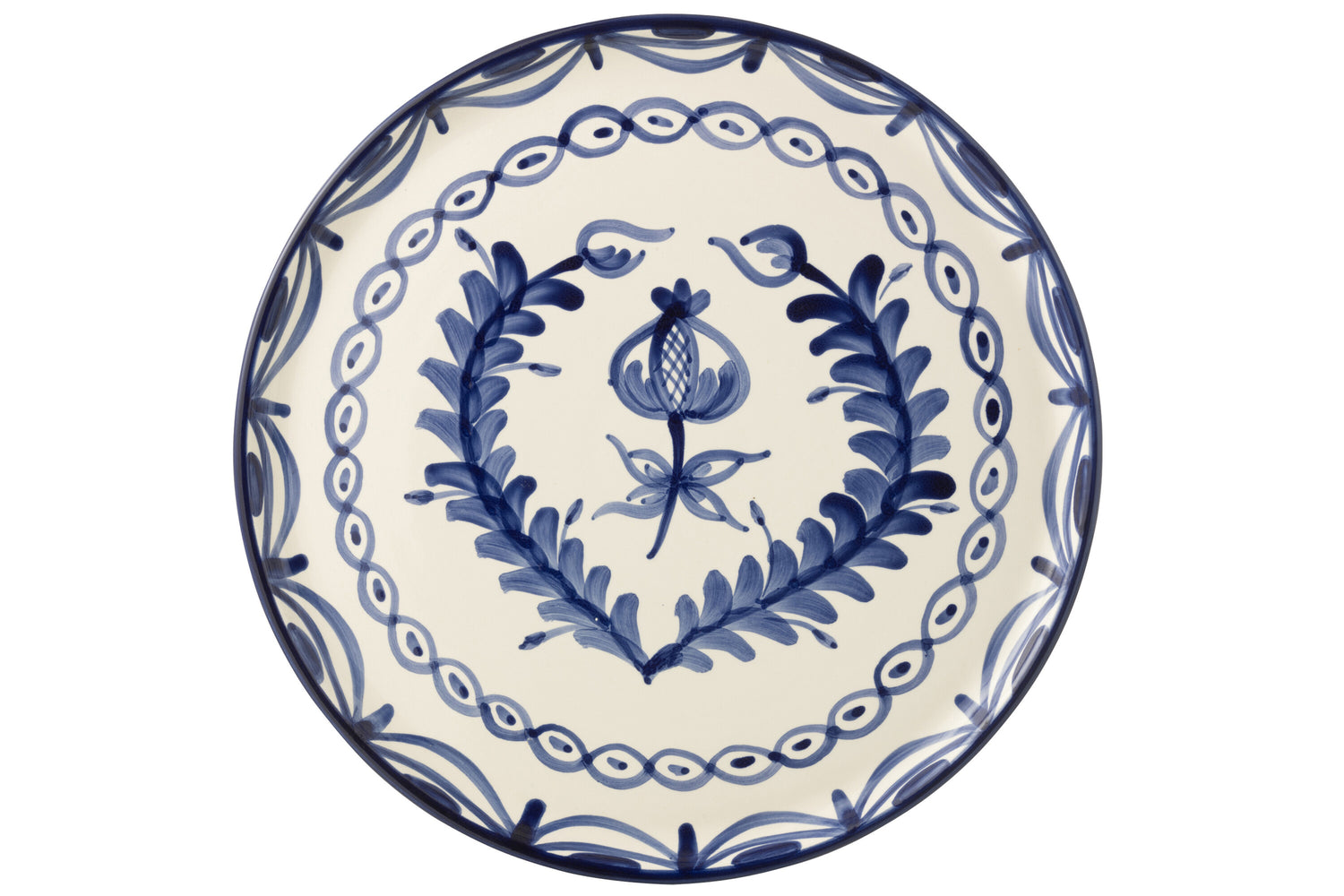 Dinerbord Granada Motief Cobalt Blauw/Wit Keramiek J-Line
