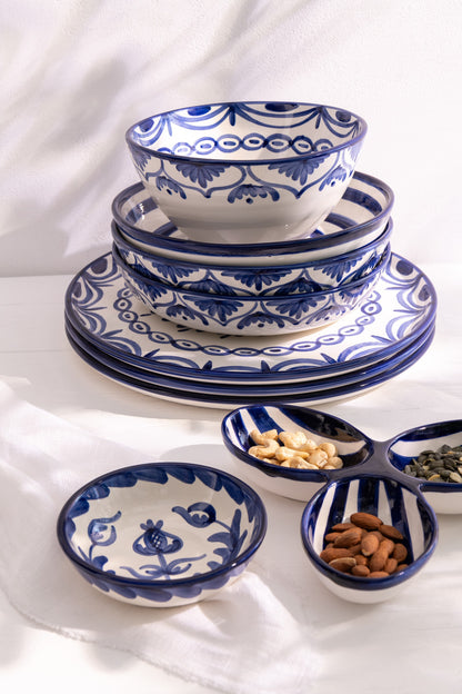 Dinerbord Granada Motief Cobalt Blauw/Wit Keramiek J-Line