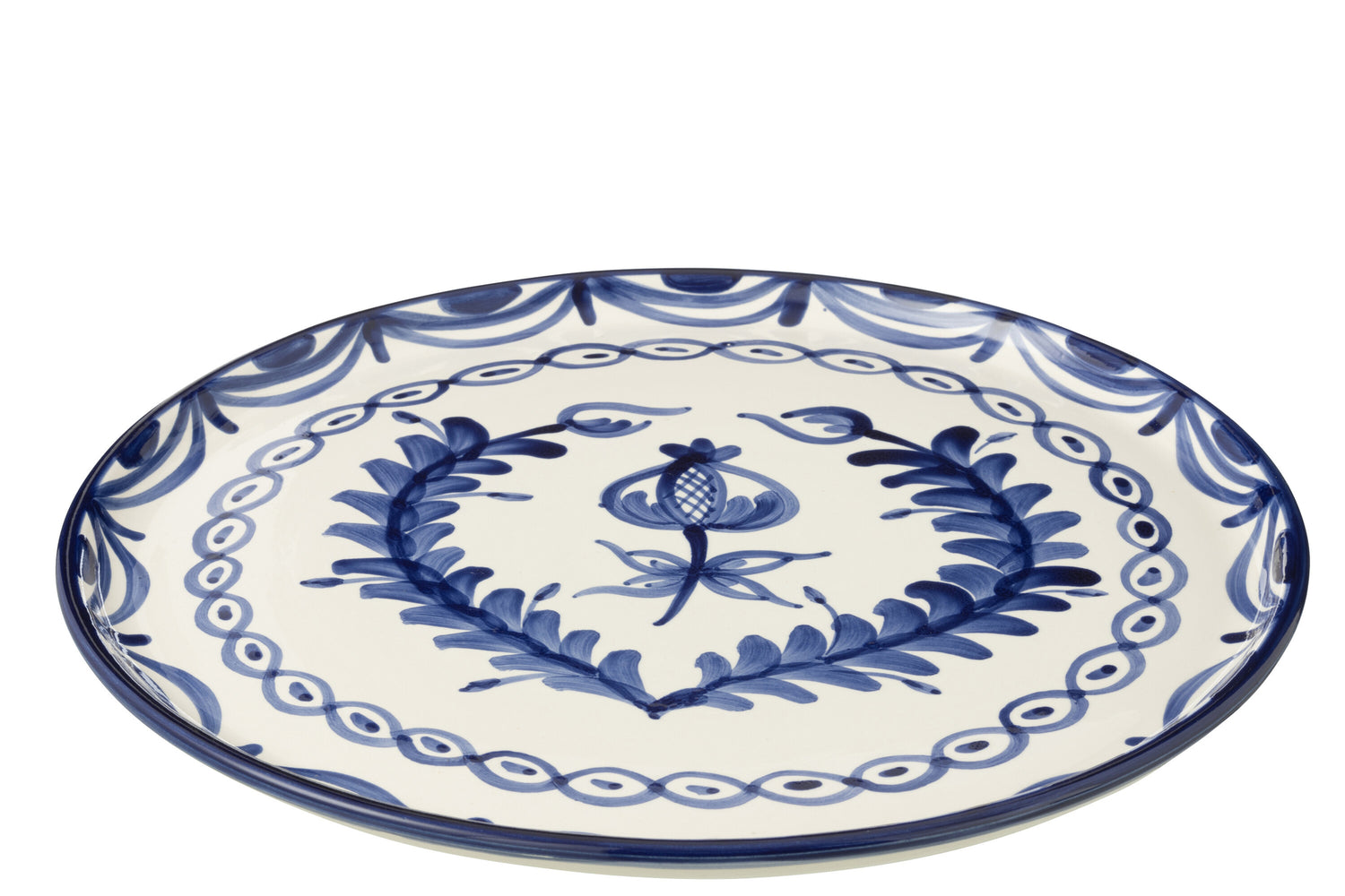 Dinerbord Granada Motief Cobalt Blauw/Wit Keramiek J-Line