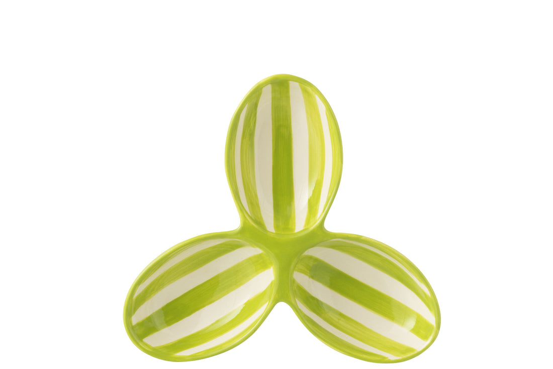 Apero Bakjes Granada Strepen Groen/Wit Keramiek J-Line