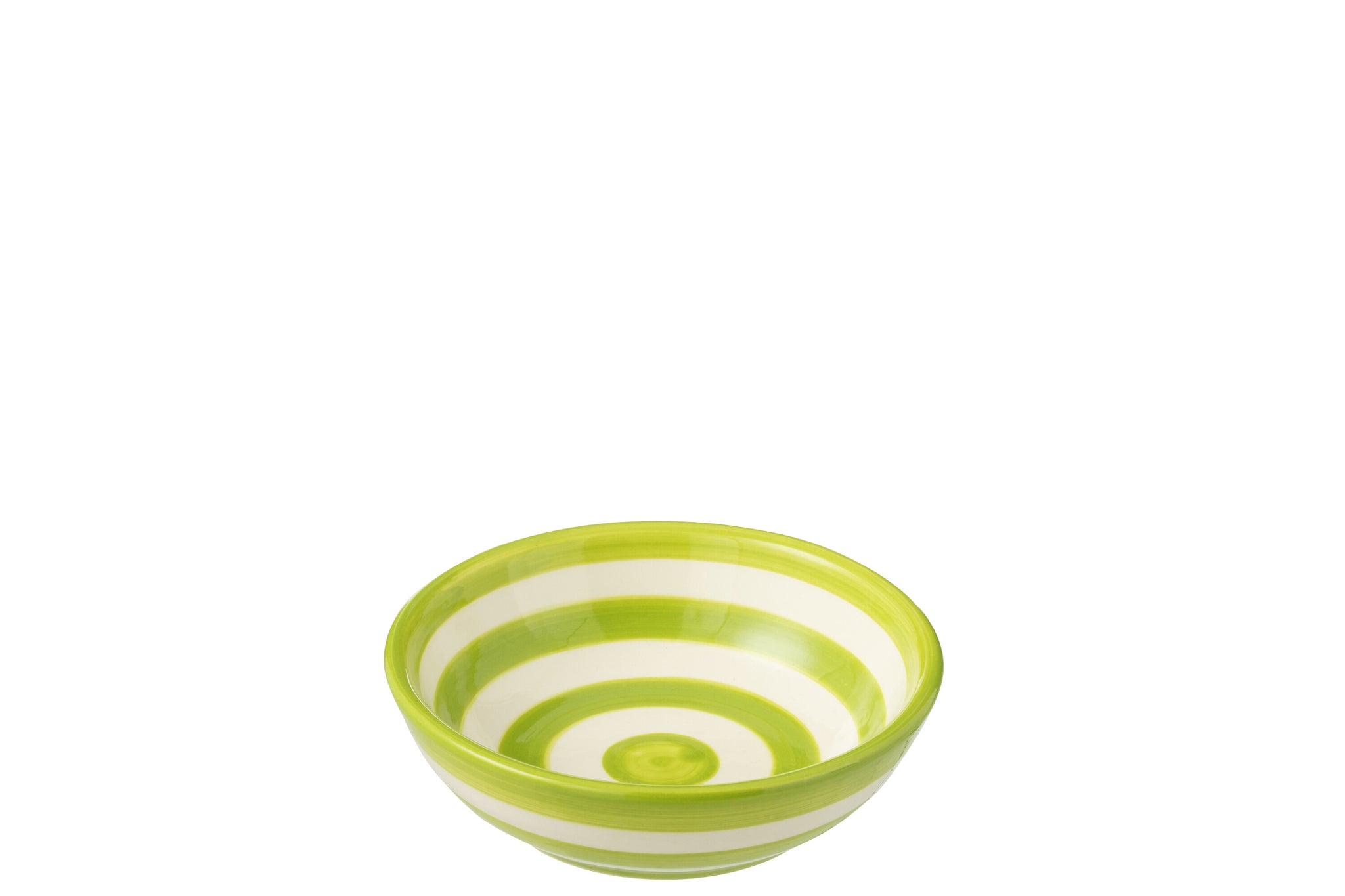 Kleine Lage Kom Granada Strepen Groen/Wit Keramiek J-Line