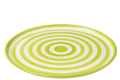 Dinerbord Granada Strepen Groen/Wit Keramiek J-Line