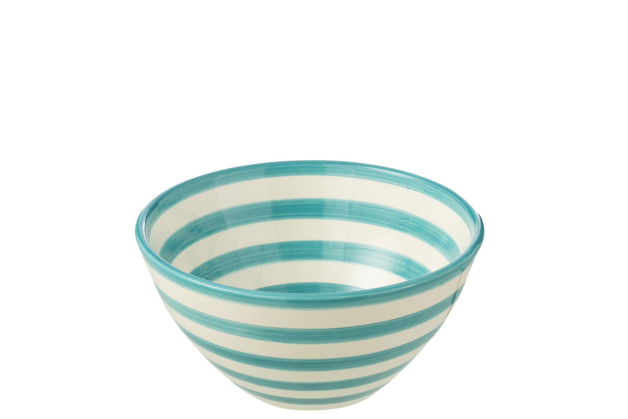 Medium Hoge Kom Granada Strepen Aqua/Wit Keramiek J-Line
