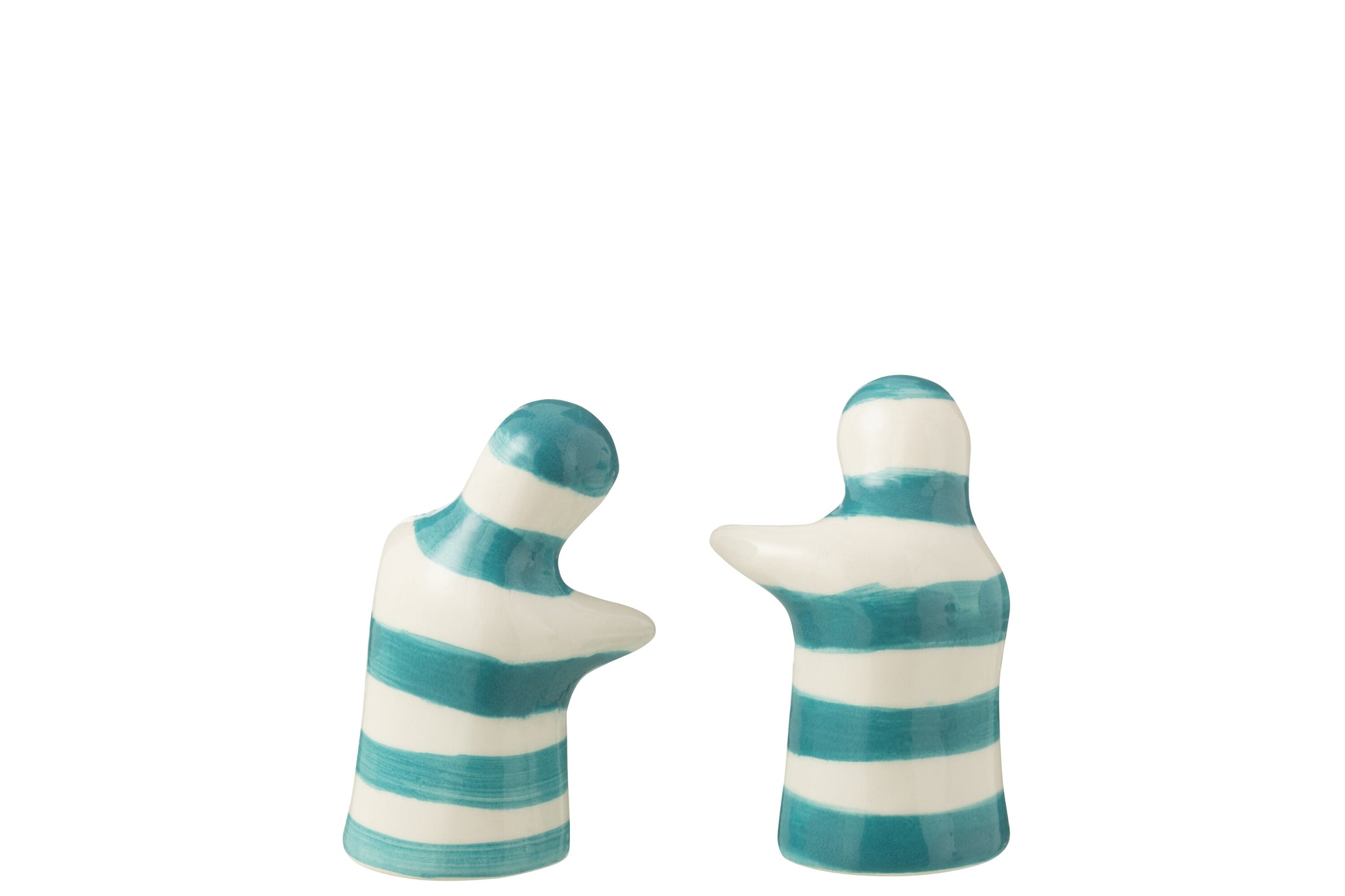 Peper &amp; Zout Stelletje Granada Strepen Aqua/Wit Keramiek J-Line