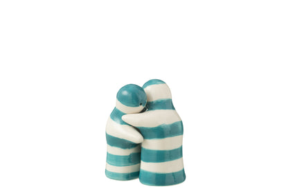 Peper &amp; Zout Stelletje Granada Strepen Aqua/Wit Keramiek J-Line
