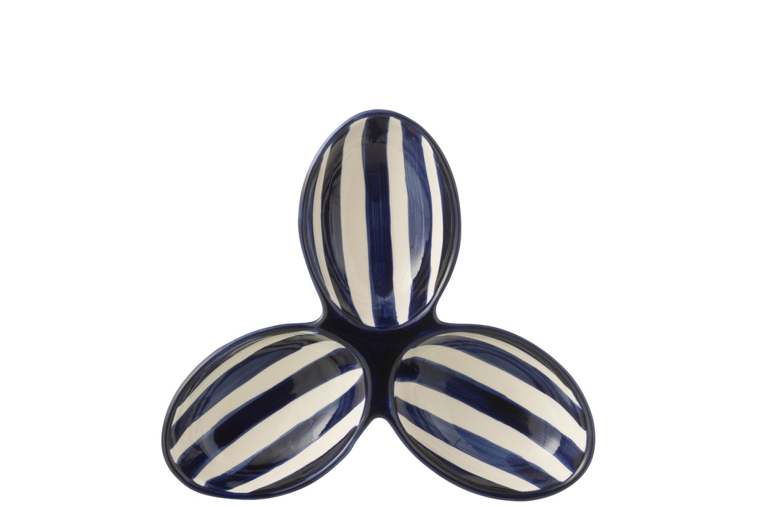 Apero Bakjes Granada Strepen Cobalt Blauw/Wit Keramiek J-Line