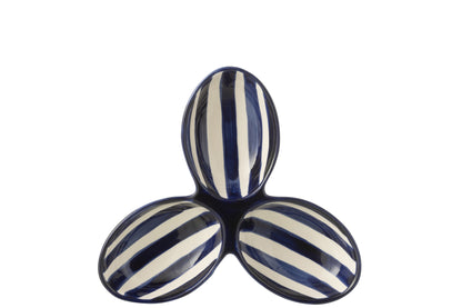 Apero Bakjes Granada Strepen Cobalt Blauw/Wit Keramiek J-Line