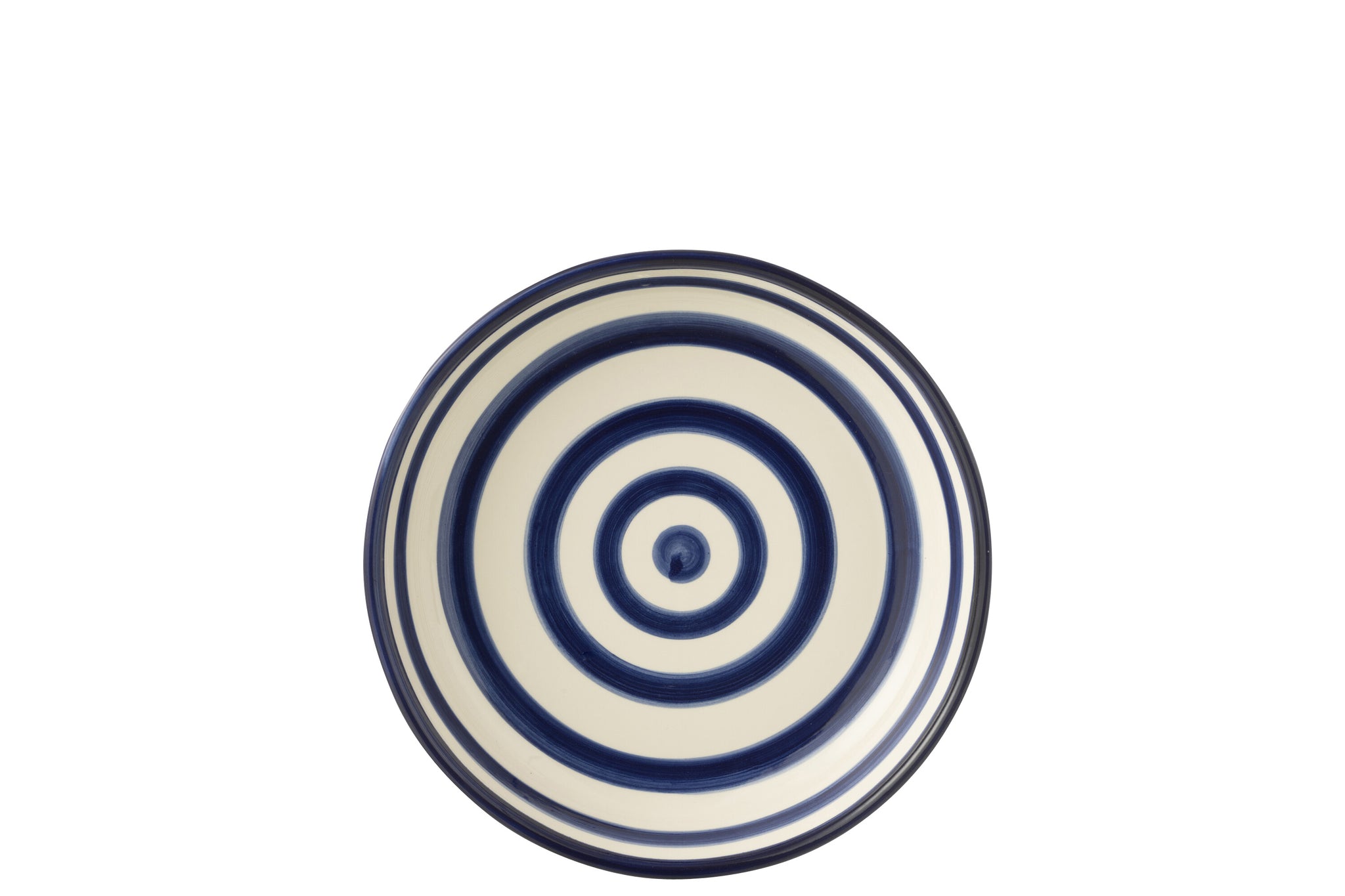 Grote Lage Kom Granada Strepen Cobalt Blauw/Wit Keramiek J-Line