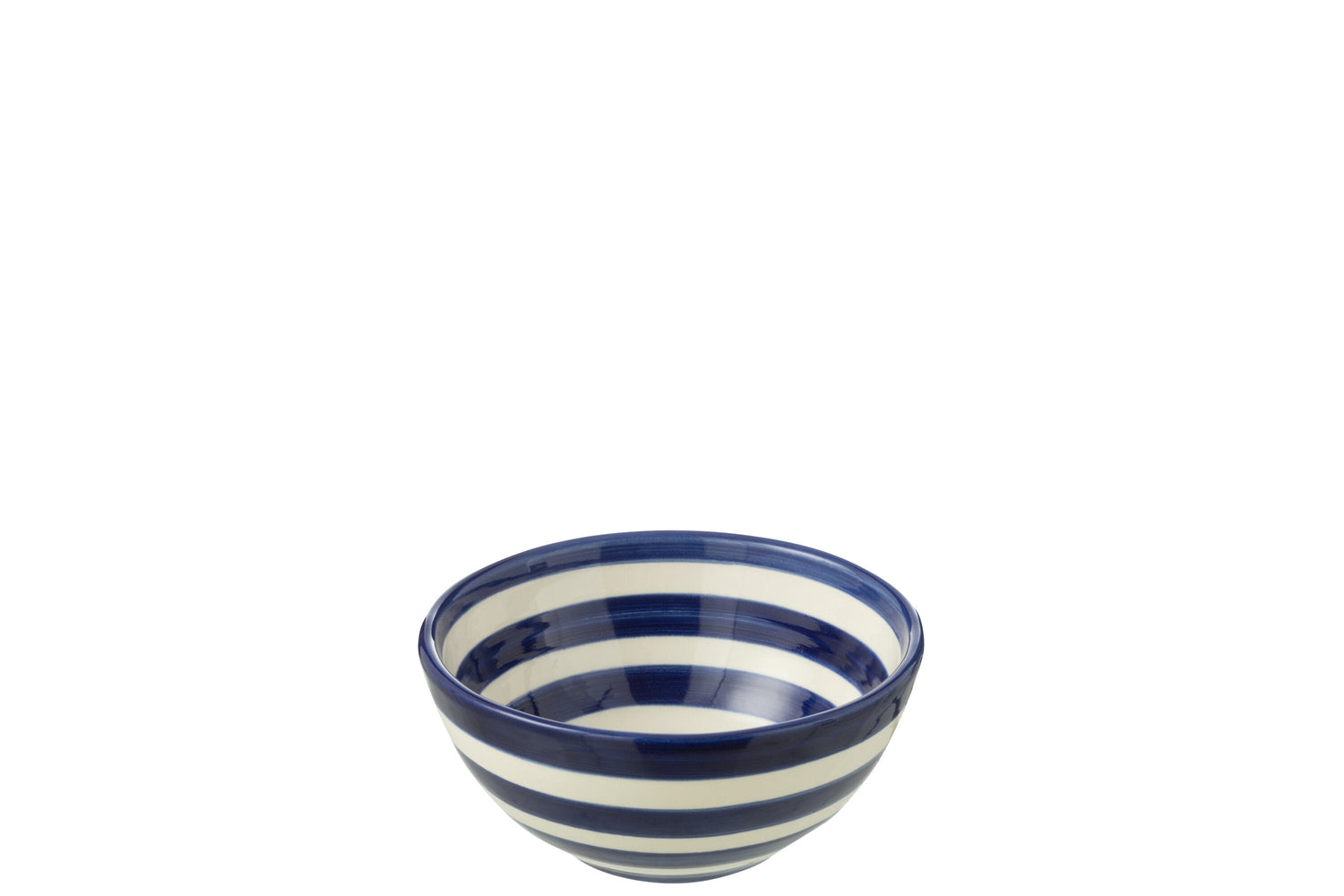 Kleine Hoge Kom Granada Strepen Cobalt Blauw/Wit Keramiek J-Line