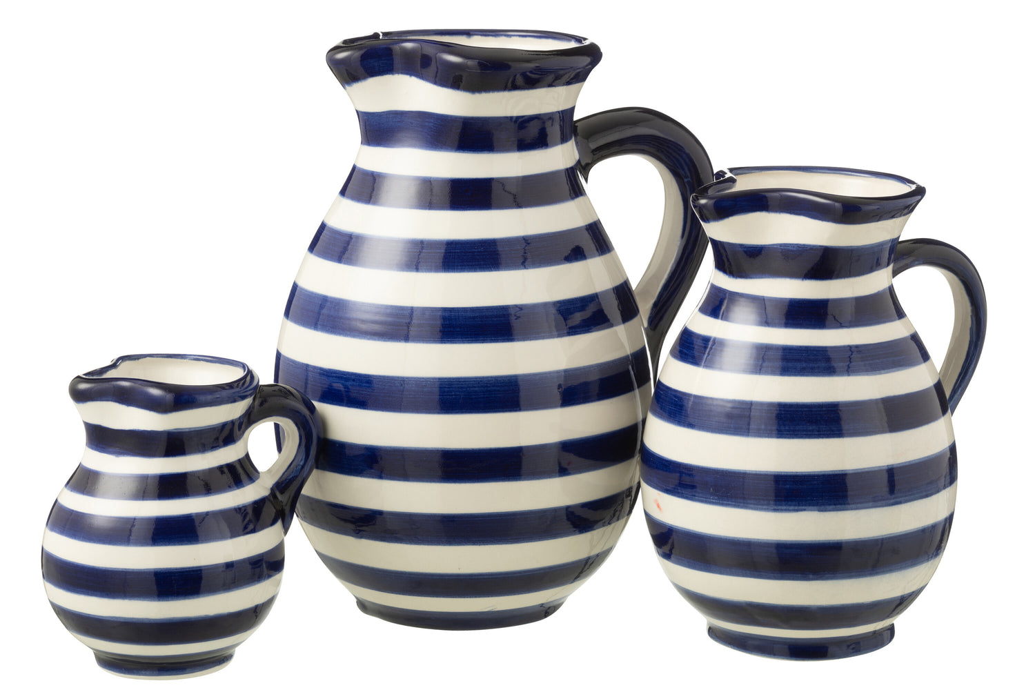 Grote Kan Granada Strepen Cobalt Blauw/Wit Keramiek J-Line