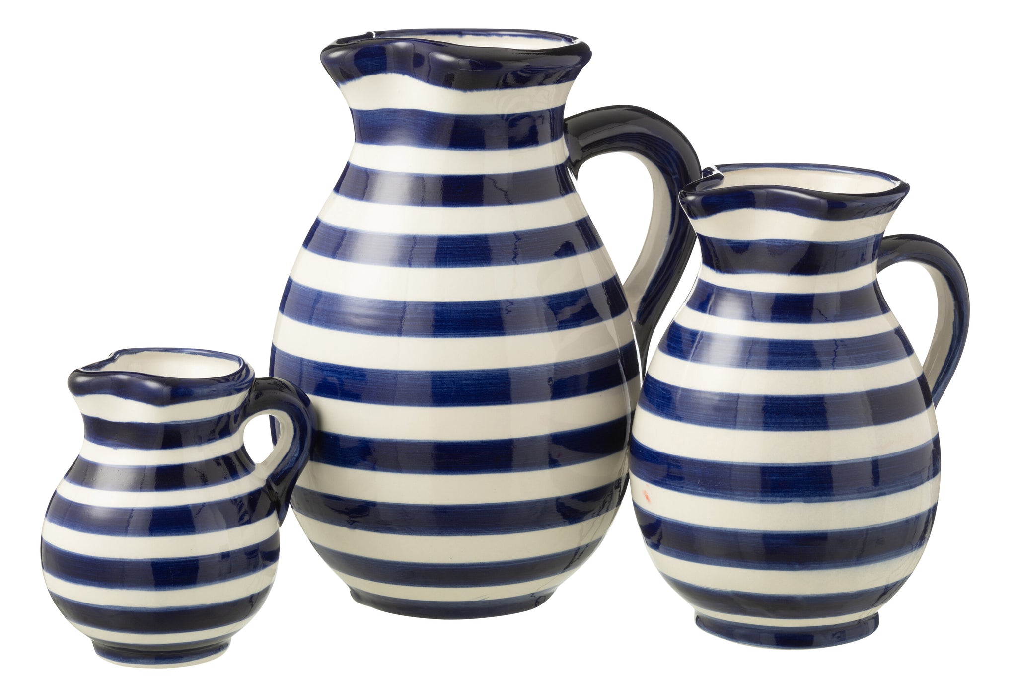 Grote Kan Granada Strepen Cobalt Blauw/Wit Keramiek J-Line