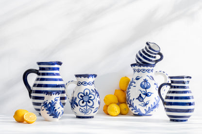 Grote Kan Granada Strepen Cobalt Blauw/Wit Keramiek J-Line