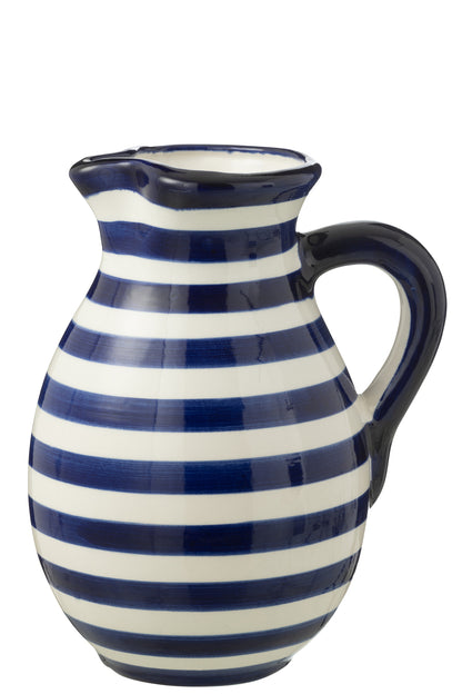 Grote Kan Granada Strepen Cobalt Blauw/Wit Keramiek J-Line