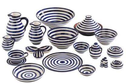 Grote Asbak Granada Strepen Cobalt Blauw/Wit Keramiek J-Line