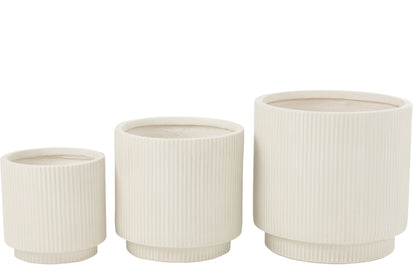 Bloempotten Misty Klei Wit Set van 3 J-Line