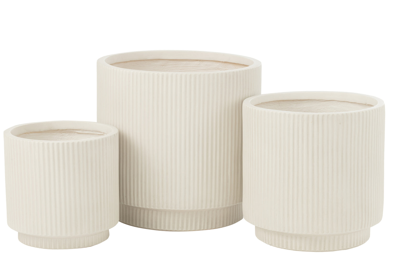 Bloempotten Misty Klei Wit Set van 3 J-Line