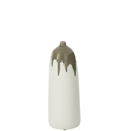 Vaas Olea Fles Olijfgroen/Wit Small Dia18cmxH47cm J-Line