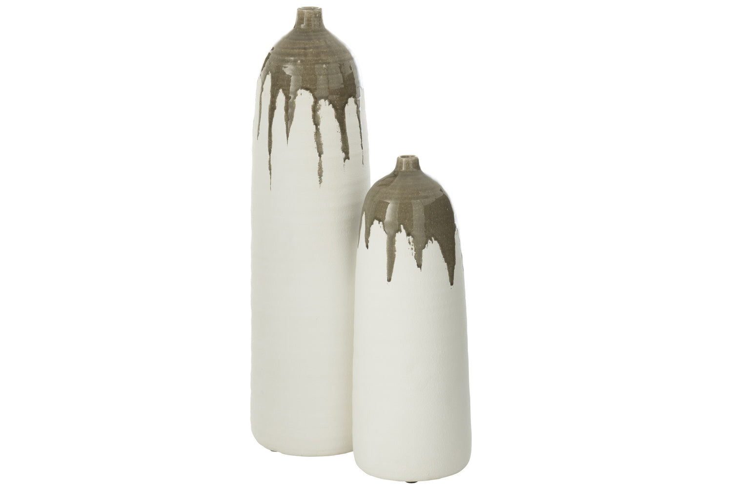 Vaas Olea Fles Olijfgroen/Wit Large Dia20cmxH67,5cm J-Line