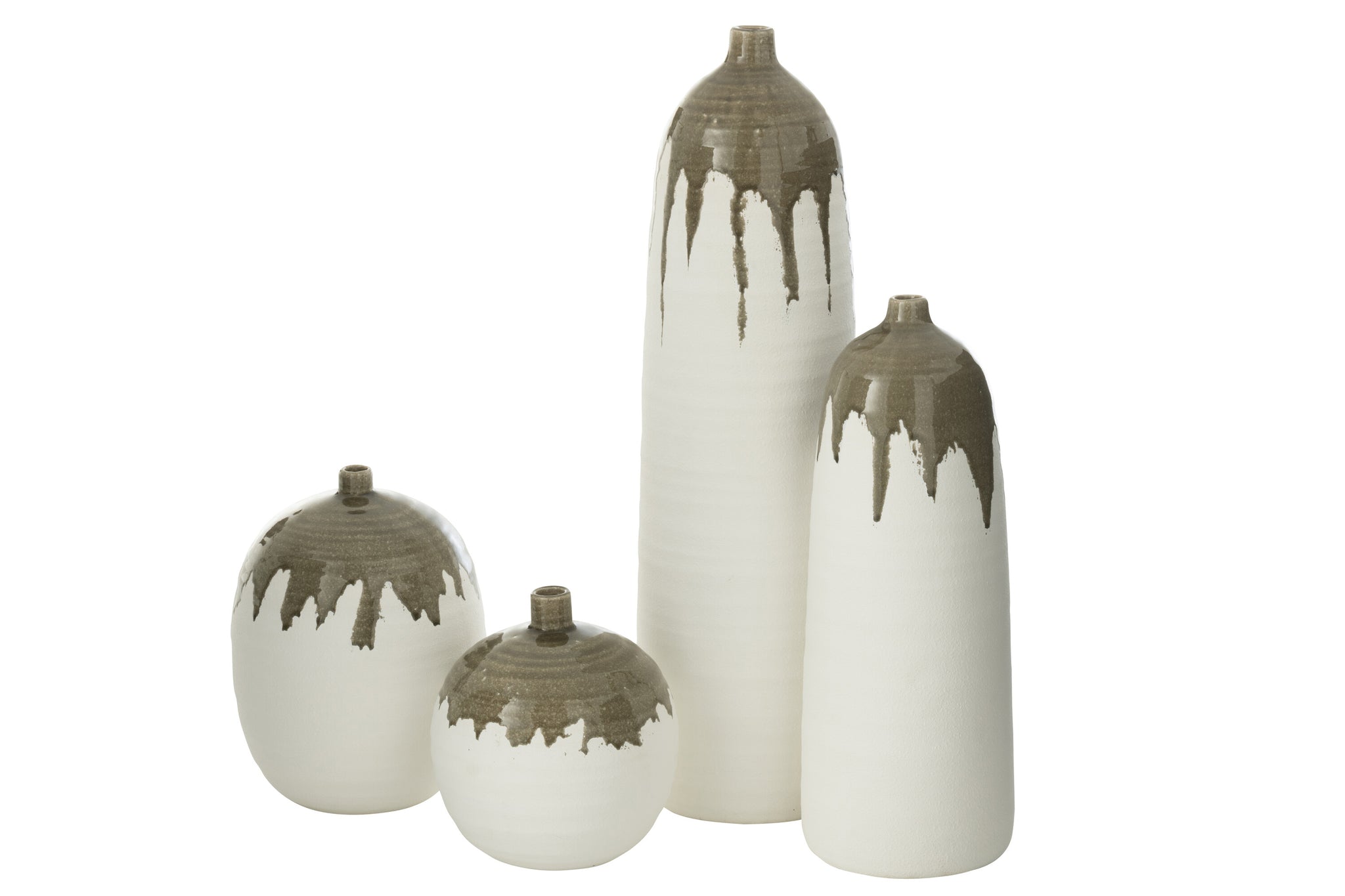 Vaas Olea Fles Olijfgroen/Wit Large Dia20cmxH67,5cm J-Line