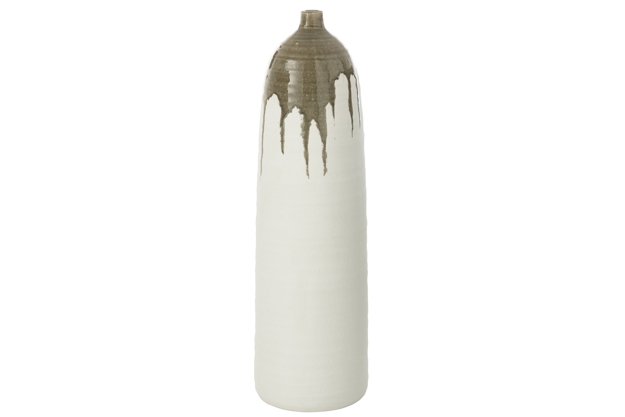 Vaas Olea Fles Olijfgroen/Wit Large Dia20cmxH67,5cm J-Line