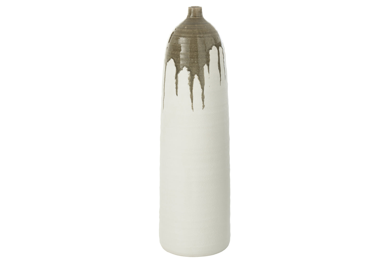 Vaas Olea Fles Olijfgroen/Wit Large Dia20cmxH67,5cm J-Line