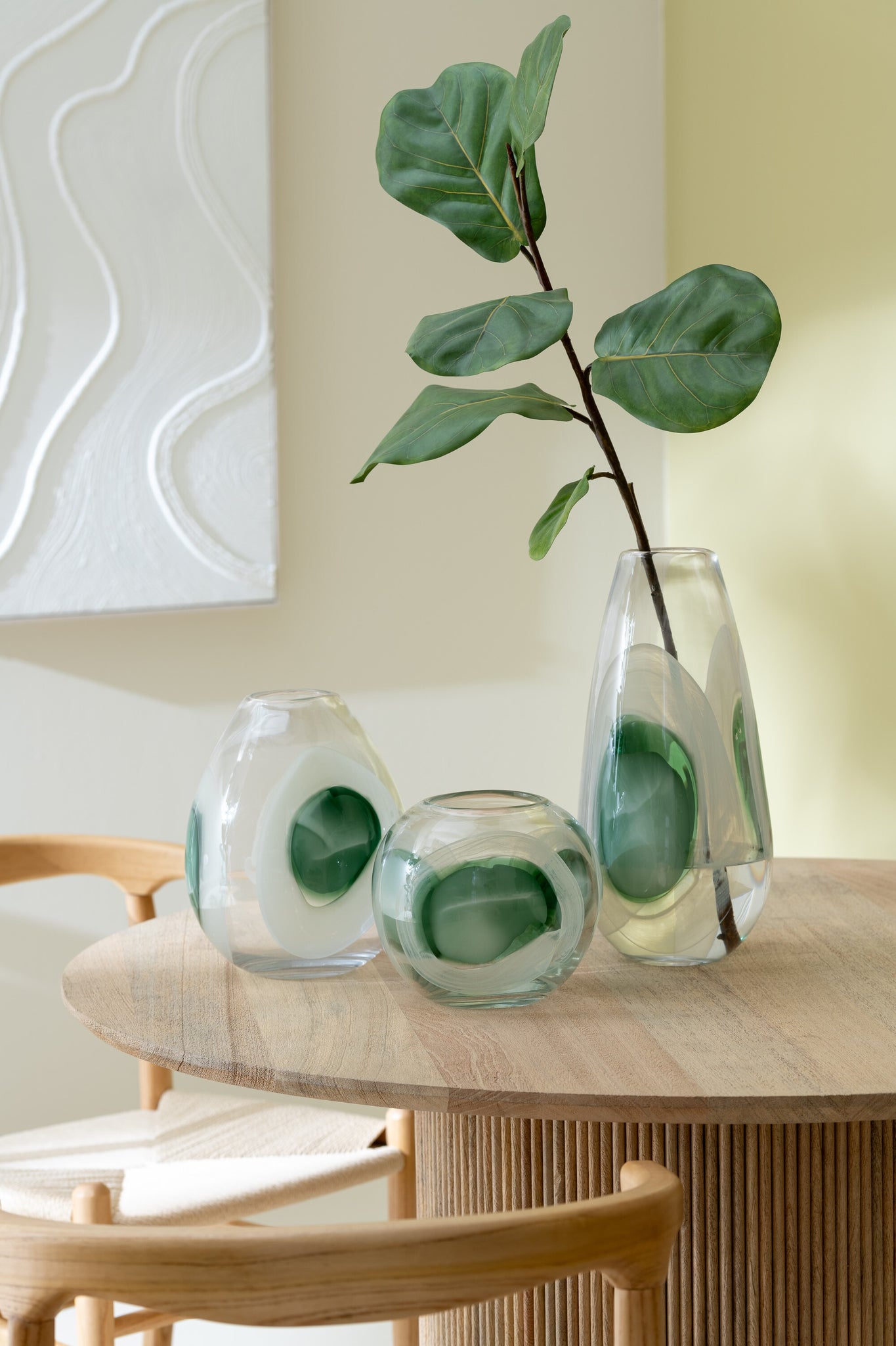 Vaas Livy Glas Groen/Wit/Transparant Small Ø20xH18cm J-line