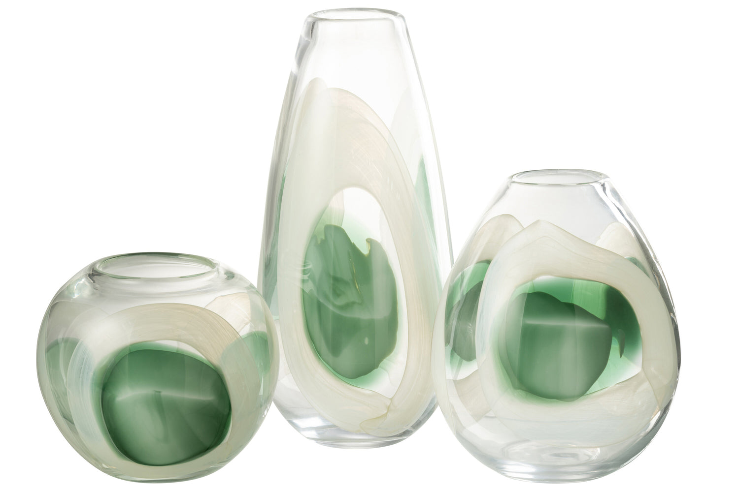 Vaas Livy Glas Groen/Wit/Transparant Large Ø17,5xH37cm J-Line