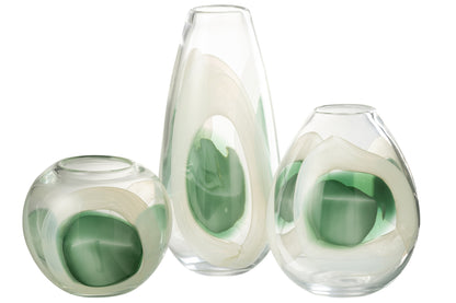 Vaas Livy Glas Groen/Wit/Transparant Large Ø17,5xH37cm J-Line