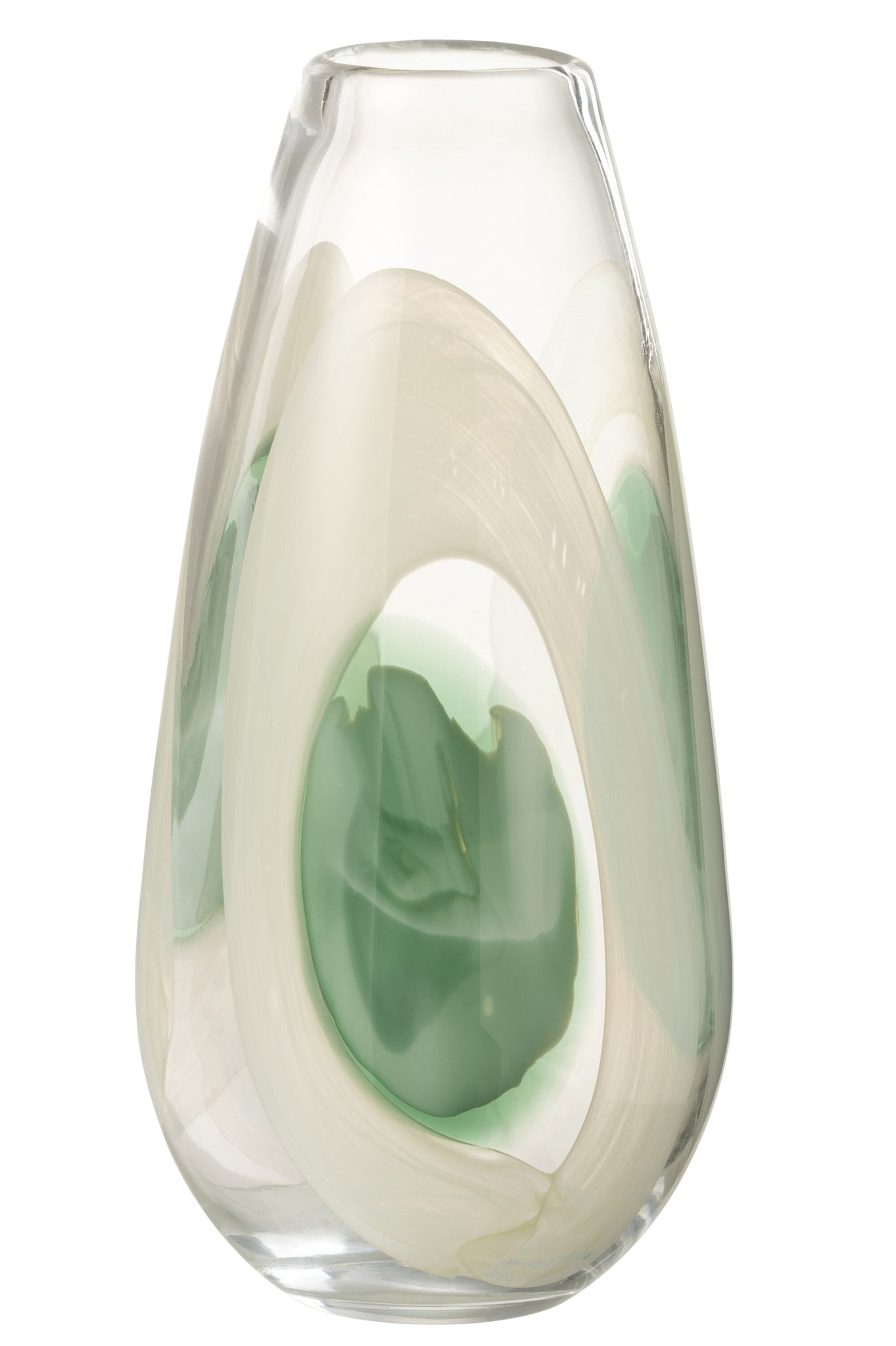 Vaas Livy Glas Groen/Wit/Transparant Large Ø17,5xH37cm J-Line