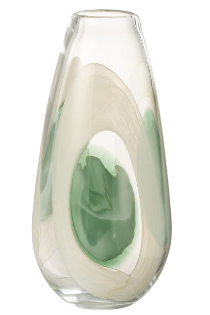 Vaas Livy Glas Groen/Wit/Transparant Large Ø17,5xH37cm J-Line