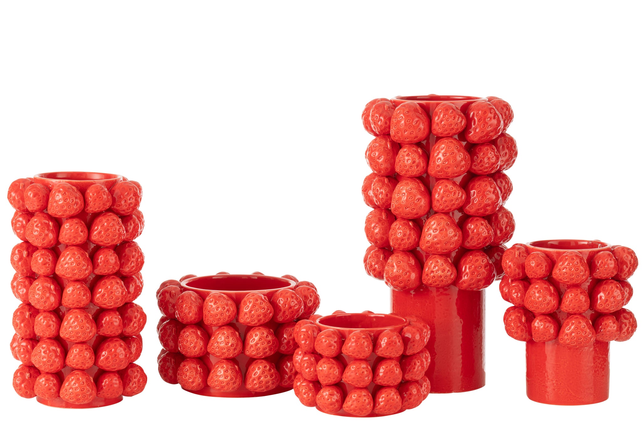 Vaas Aardbeien Keramiek Rood Large Dia19xH34,5cm J-Line