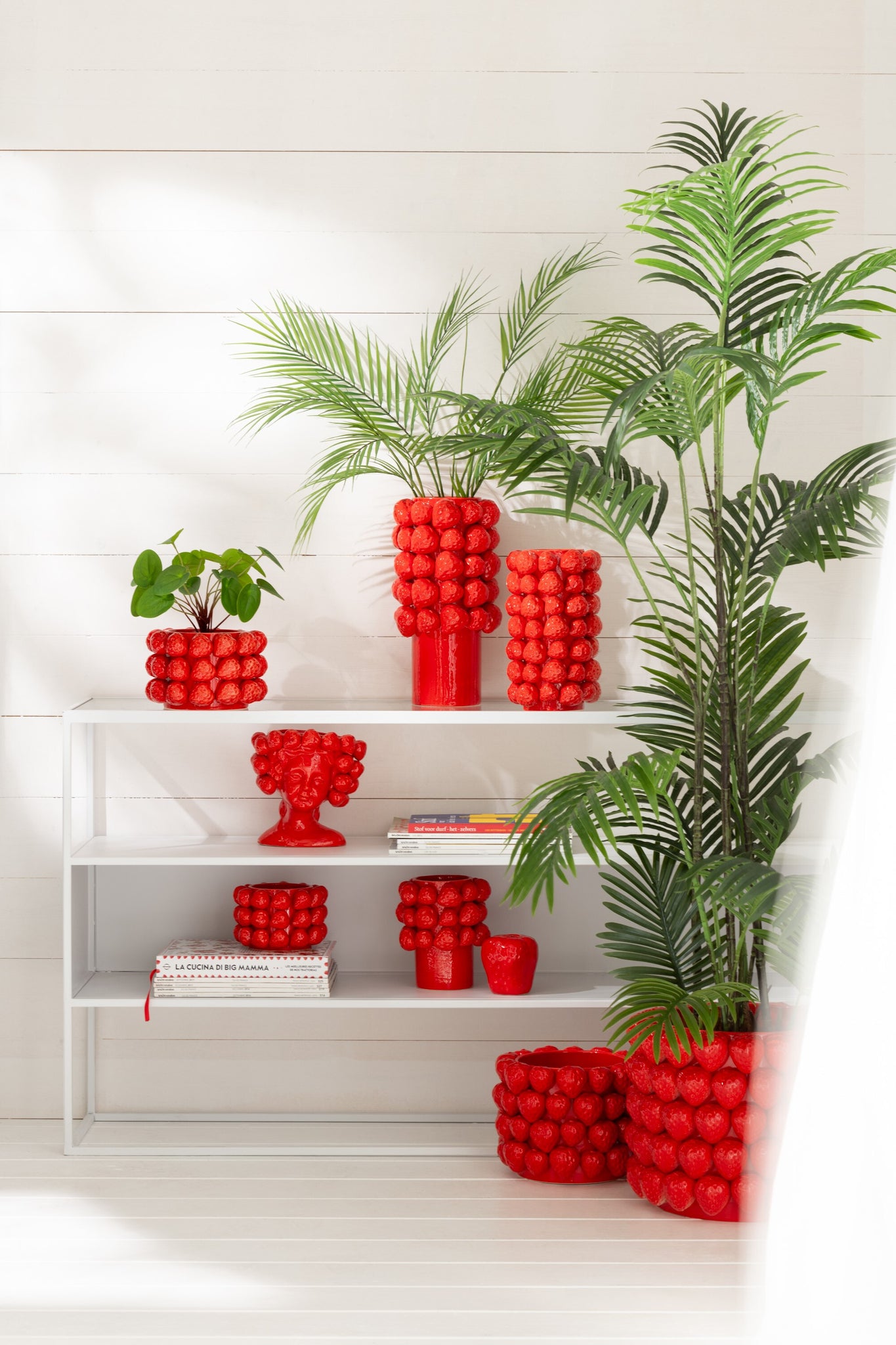 Vaas Aardbeien Keramiek Rood Large Dia19xH34,5cm J-Line