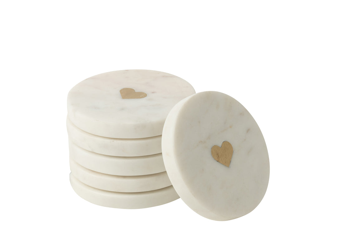 Onderzetters Marmer Wit Set van 6 J-Line